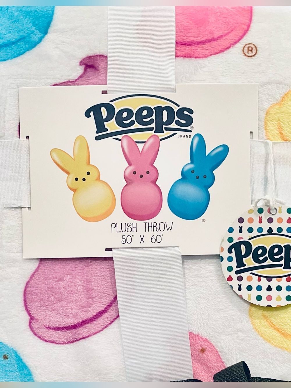 Peeps Plush Throw Blanket OS 50”x 60” Pastel Multi-Color NEW